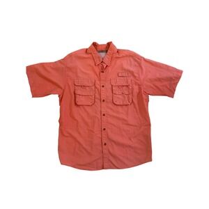 Rugged Earth Outfitters Mens XL Salmon‎ Short Sleeve Button Up Fishing Shirt